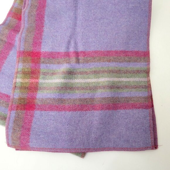 Irish Lambswool Purple Plaid Scarf - Picture 3 of 4